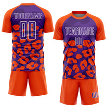 Загрузить изображение в средство просмотра галереи, Custom Orange Purple-White Animal Leopard Print Sports Sublimation Soccer Uniform Jersey

