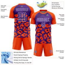 Загрузить изображение в средство просмотра галереи, Custom Orange Purple-White Animal Leopard Print Sports Sublimation Soccer Uniform Jersey
