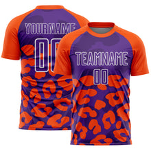Загрузить изображение в средство просмотра галереи, Custom Orange Purple-White Animal Leopard Print Sports Sublimation Soccer Uniform Jersey
