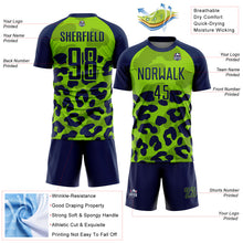 Загрузить изображение в средство просмотра галереи, Custom Navy Neon Green Animal Leopard Print Sports Sublimation Soccer Uniform Jersey
