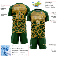 Load image into Gallery viewer, Custom Green Old Gold-White Animal Leopard Print Sports Sublimation Soccer Uniform Jersey
