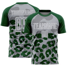 Load image into Gallery viewer, Custom Green Gray-White Animal Leopard Print Sports Sublimation Soccer Uniform Jersey
