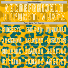 Загрузить изображение в средство просмотра галереи, Custom Teal Gold-White Animal Leopard Print Sports Sublimation Soccer Uniform Jersey
