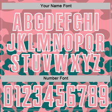 Laden Sie das Bild in den Galerie-Viewer, Custom Teal Medium Pink-White Animal Leopard Print Sports Sublimation Soccer Uniform Jersey
