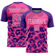 Laden Sie das Bild in den Galerie-Viewer, Custom Purple Pink-White Animal Leopard Print Sports Sublimation Soccer Uniform Jersey

