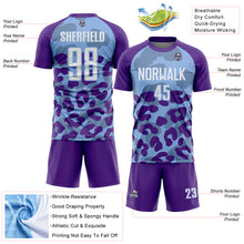 Charger l'image dans la galerie, Custom Purple White-Light Blue Animal Leopard Print Sports Sublimation Soccer Uniform Jersey
