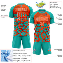 Load image into Gallery viewer, Custom Aqua Orange-White Animal Leopard Print Sports Sublimation Soccer Uniform Jersey
