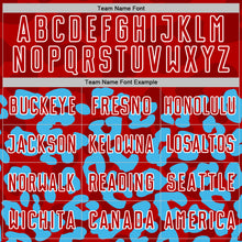 Laden Sie das Bild in den Galerie-Viewer, Custom Sky Blue Red-White Animal Leopard Print Sports Sublimation Soccer Uniform Jersey
