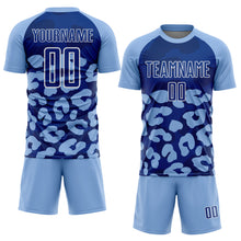 Load image into Gallery viewer, Custom Light Blue Royal-White Animal Leopard Print Sports Sublimation Soccer Uniform Jersey
