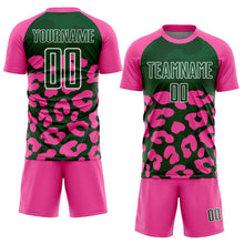 Charger l'image dans la galerie, Custom Pink Green-White Animal Leopard Print Sports Sublimation Soccer Uniform Jersey
