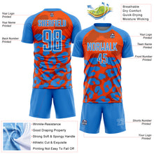 Load image into Gallery viewer, Custom Powder Blue Orange-White Animal Leopard Print Sports Sublimation Soccer Uniform Jersey
