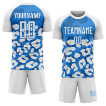 Load image into Gallery viewer, Custom White Powder Blue Animal Leopard Print Sports Sublimation Soccer Uniform Jersey
