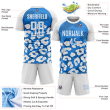 Load image into Gallery viewer, Custom White Powder Blue Animal Leopard Print Sports Sublimation Soccer Uniform Jersey
