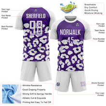 Load image into Gallery viewer, Custom White Purple Animal Leopard Print Sports Sublimation Soccer Uniform Jersey
