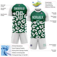 Charger l'image dans la galerie, Custom White Kelly Green Animal Leopard Print Sports Sublimation Soccer Uniform Jersey
