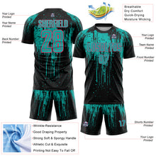 Load image into Gallery viewer, Custom Black Aqua-Neon Pink Dripping Splatte Pattern Sports Sublimation Soccer Uniform Jersey
