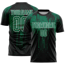 Load image into Gallery viewer, Custom Black Kelly Green-White Dripping Splatte Pattern Sports Sublimation Soccer Uniform Jersey
