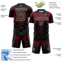 Load image into Gallery viewer, Custom Black Crimson-Cream Dripping Splatte Pattern Sports Sublimation Soccer Uniform Jersey
