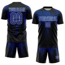 Load image into Gallery viewer, Custom Black Royal-White Dripping Splatte Pattern Sports Sublimation Soccer Uniform Jersey

