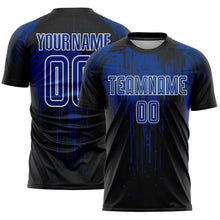Load image into Gallery viewer, Custom Black Royal-White Dripping Splatte Pattern Sports Sublimation Soccer Uniform Jersey
