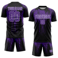Load image into Gallery viewer, Custom Black Purple-White Dripping Splatte Pattern Sports Sublimation Soccer Uniform Jersey
