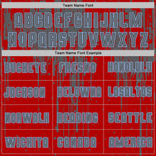 Laden Sie das Bild in den Galerie-Viewer, Custom Red Steel Gray-Light Blue Dripping Splatte Pattern Sports Sublimation Soccer Uniform Jersey
