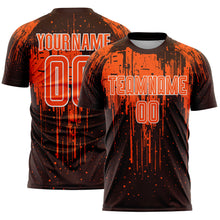 Load image into Gallery viewer, Custom Brown Orange-White Dripping Splatte Pattern Sports Sublimation Soccer Uniform Jersey
