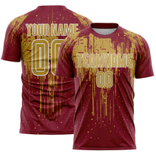 Load image into Gallery viewer, Custom Crimson Old Gold-White Dripping Splatte Pattern Sports Sublimation Soccer Uniform Jersey
