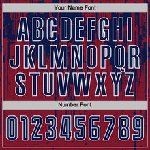 Load image into Gallery viewer, Custom Crimson Navy-White Dripping Splatte Pattern Sports Sublimation Soccer Uniform Jersey
