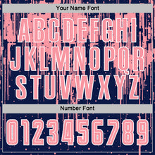 Laden Sie das Bild in den Galerie-Viewer, Custom Navy Medium Pink-White Dripping Splatte Pattern Sports Sublimation Soccer Uniform Jersey

