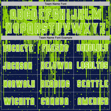 Загрузить изображение в средство просмотра галереи, Custom Navy Neon Green-White Dripping Splatte Pattern Sports Sublimation Soccer Uniform Jersey
