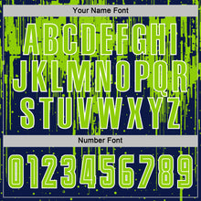 Загрузить изображение в средство просмотра галереи, Custom Navy Neon Green-White Dripping Splatte Pattern Sports Sublimation Soccer Uniform Jersey

