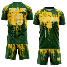 Load image into Gallery viewer, Custom Green Yellow-White Dripping Splatte Pattern Sports Sublimation Soccer Uniform Jersey
