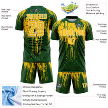 Load image into Gallery viewer, Custom Green Yellow-White Dripping Splatte Pattern Sports Sublimation Soccer Uniform Jersey
