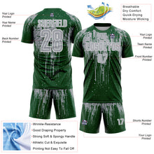 Load image into Gallery viewer, Custom Green Gray-White Dripping Splatte Pattern Sports Sublimation Soccer Uniform Jersey
