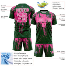 Load image into Gallery viewer, Custom Green Pink-White Dripping Splatte Pattern Sports Sublimation Soccer Uniform Jersey
