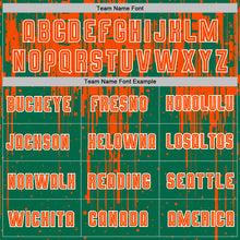 Загрузить изображение в средство просмотра галереи, Custom Kelly Green Orange-White Dripping Splatte Pattern Sports Sublimation Soccer Uniform Jersey
