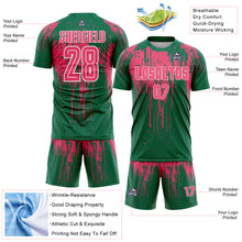 Load image into Gallery viewer, Custom Kelly Green Neon Pink-White Dripping Splatte Pattern Sports Sublimation Soccer Uniform Jersey
