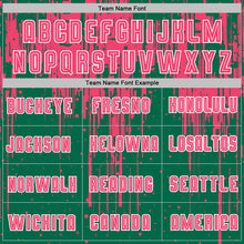 Load image into Gallery viewer, Custom Kelly Green Neon Pink-White Dripping Splatte Pattern Sports Sublimation Soccer Uniform Jersey
