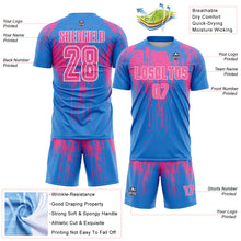 Load image into Gallery viewer, Custom Powder Blue Pink-White Dripping Splatte Pattern Sports Sublimation Soccer Uniform Jersey
