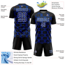 Load image into Gallery viewer, Custom Black Royal-White Geometric Shapes Sports Sublimation Soccer Uniform Jersey
