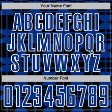 Load image into Gallery viewer, Custom Black Royal-White Geometric Shapes Sports Sublimation Soccer Uniform Jersey
