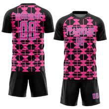 Load image into Gallery viewer, Custom Black Pink-Light Blue Geometric Shapes Sports Sublimation Soccer Uniform Jersey
