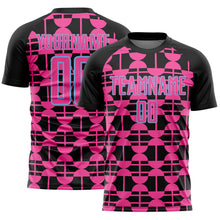 Load image into Gallery viewer, Custom Black Pink-Light Blue Geometric Shapes Sports Sublimation Soccer Uniform Jersey

