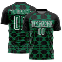 Load image into Gallery viewer, Custom Black Kelly Green-White Geometric Shapes Sports Sublimation Soccer Uniform Jersey
