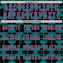 Load image into Gallery viewer, Custom Black Teal-Pink Geometric Shapes Sports Sublimation Soccer Uniform Jersey
