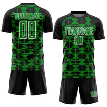 Load image into Gallery viewer, Custom Black Grass Green-White Geometric Shapes Sports Sublimation Soccer Uniform Jersey
