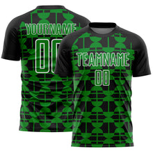 Load image into Gallery viewer, Custom Black Grass Green-White Geometric Shapes Sports Sublimation Soccer Uniform Jersey
