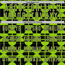 Laden Sie das Bild in den Galerie-Viewer, Custom Black Neon Green-Purple Geometric Shapes Sports Sublimation Soccer Uniform Jersey
