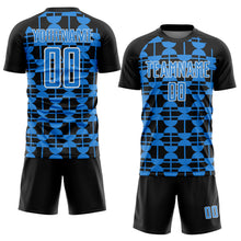 Load image into Gallery viewer, Custom Black Powder Blue-White Geometric Shapes Sports Sublimation Soccer Uniform Jersey
